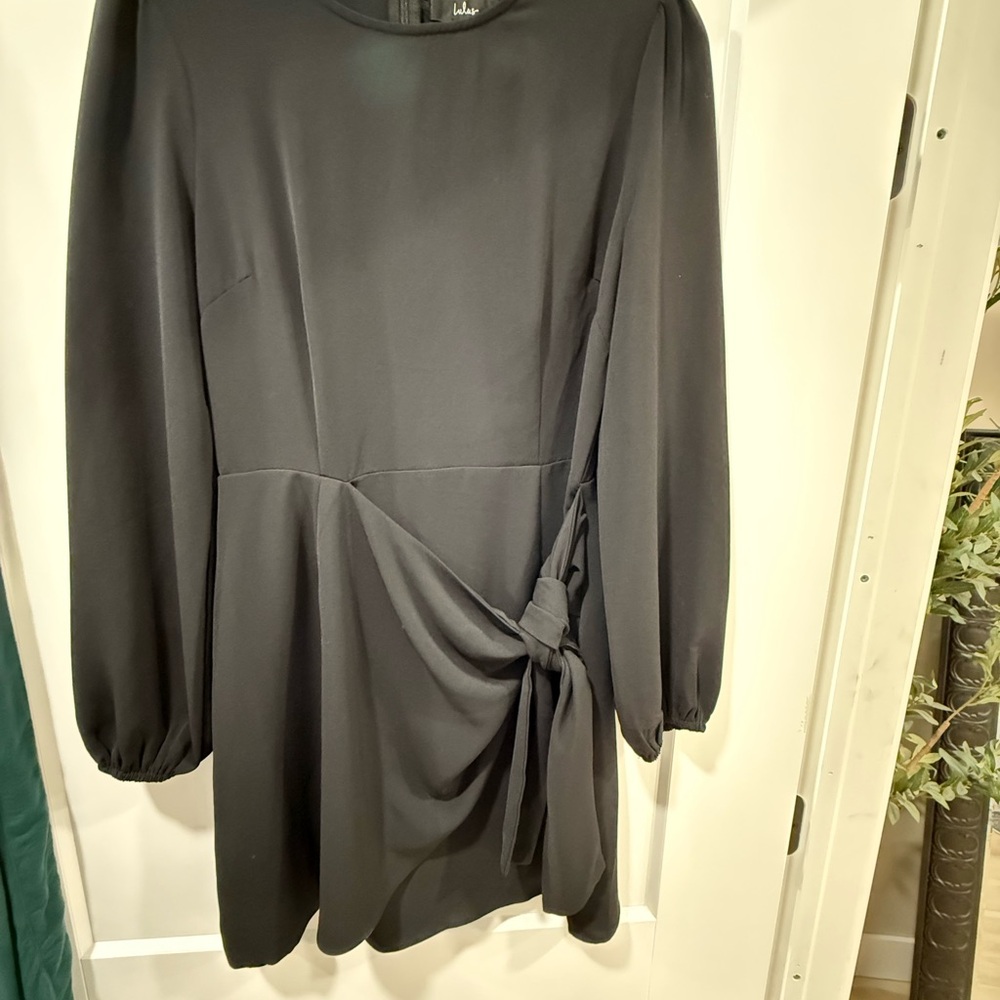 Lulu's Black Asymmetrical Ruched Sheath Dress